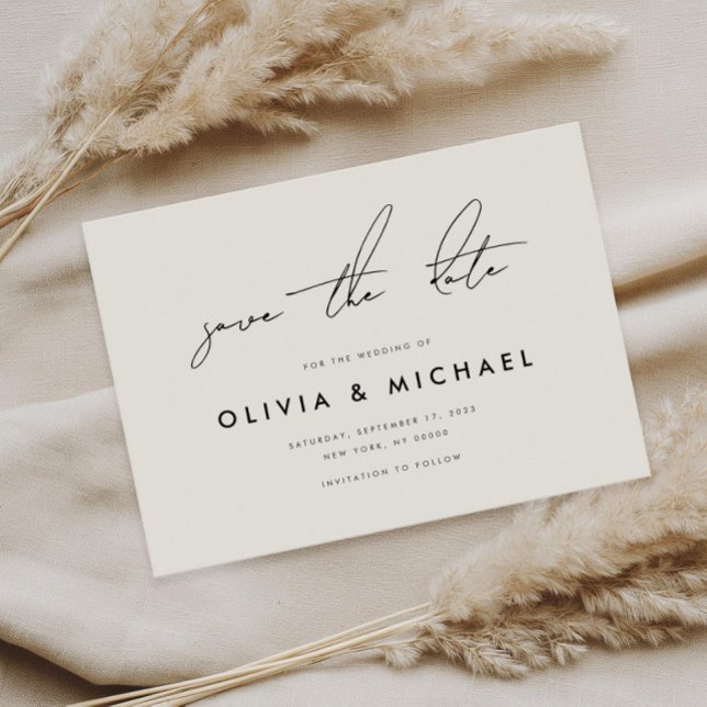 Modern Minimalist Champagne Wedding Save the Date (Creator Uploaded)