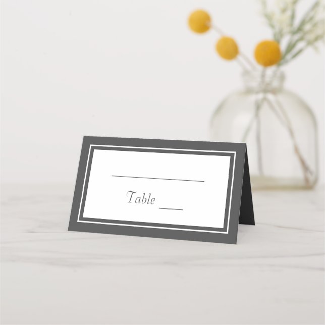 Modern Minimalist Charcoal Grey Wedding Place Card (Front)
