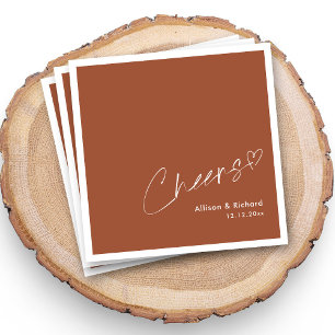 Modern Minimalist Cheers! Terracotta Wedding Napkin