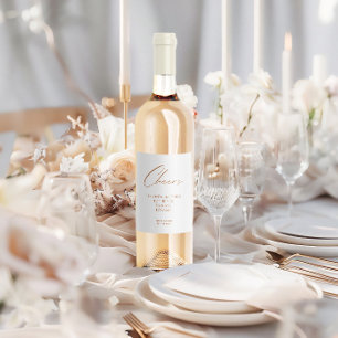 Modern Minimalist "Cheers to Love" Wedding Wine Label