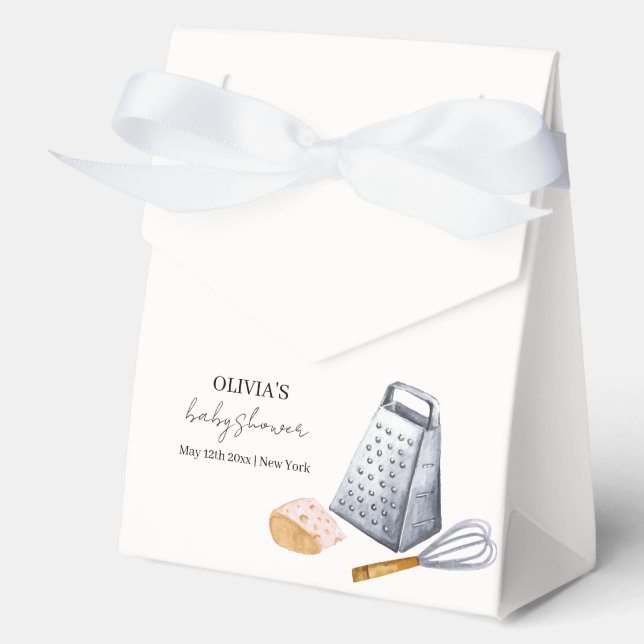 Modern Minimalist Chef Kitchen Baby Shower Favour Box (Front)