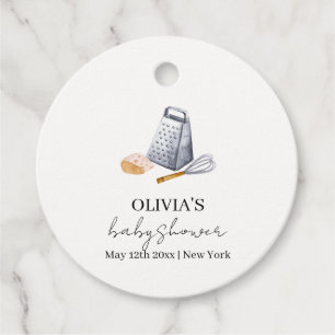 Modern Minimalist Chef Kitchen Baby Shower Favour Tags
