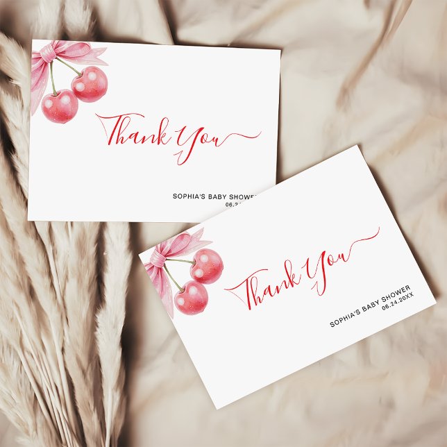 Modern Minimalist Cherry Baby Shower  Thank You Card (Creator Uploaded)