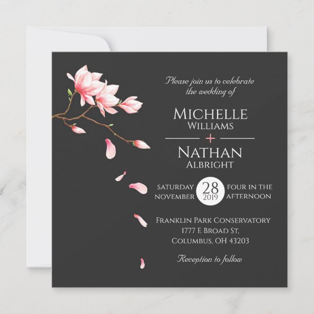 Modern Minimalist Cherry Blossom Invitation (Front)