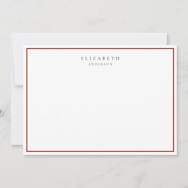 Modern Minimalist Cherry Red Single Border  Card (Front)