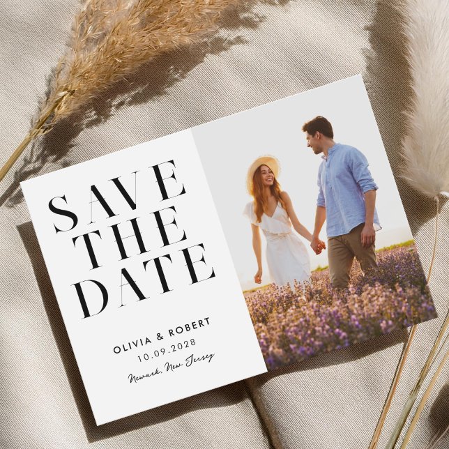 Modern Minimalist Chic 2 Photo Wedding Save The Date (Creator Uploaded)
