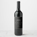 Modern Minimalist Chic Bridesmaid Proposal | Black Wine Label<br><div class="desc">This minimalist bridesmaid wine label is perfect for the modern bride! Simple yet elegant, featuring a handwritten calligraphy script and sans-serif font. Customise the label with your bridesmaid's name for an extra special touch. For the matching Maid/Matron of Honour label and more bridesmaid gifts like this, check out our store!...</div>