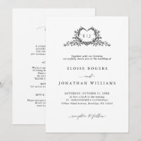 Modern Minimalist Chic Calligraphy Crest Wedding