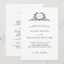 Modern Minimalist Chic Calligraphy Crest Wedding