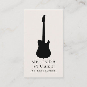 Modern Minimalist Chic Musician Guitar Teacher Business Card