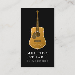 Modern Minimalist Chic Musician Guitar Teacher Business Card