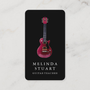 Modern Minimalist Chic Musician Guitar Teacher Business Card