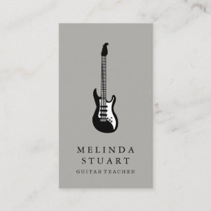 Modern Minimalist Chic Musician Guitar Teacher Business Card