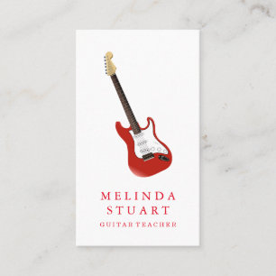 Modern Minimalist Chic Musician Guitar Teacher Business Card