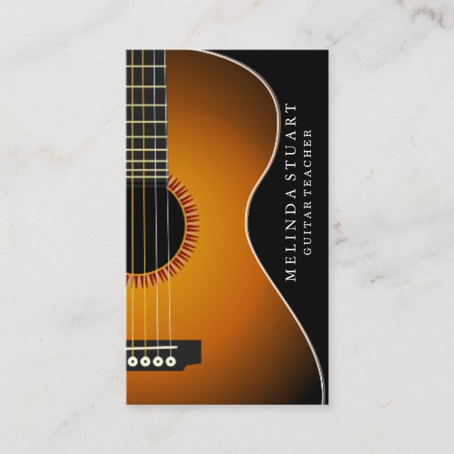 Modern Minimalist Chic Musician Guitar Teacher Business Card (Front)
