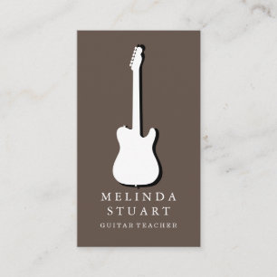 Modern Minimalist Chic Musician Guitar Teacher Business Card