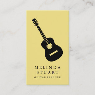 Modern Minimalist Chic Musician Guitar Teacher Business Card