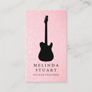 Modern Minimalist Chic Musician Guitar Teacher Business Card