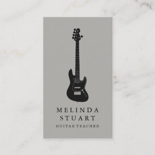Modern Minimalist Chic Musician Guitar Teacher Business Card