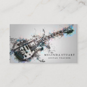 Modern Minimalist Chic Musician Guitar Teacher Business Card