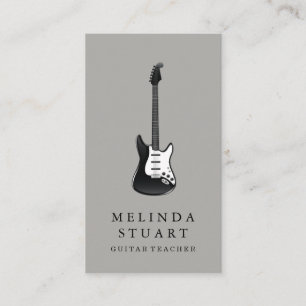 Modern Minimalist Chic Musician Guitar Teacher Business Card