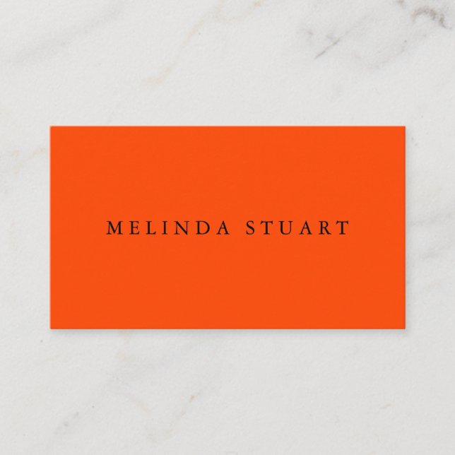 Modern Minimalist Chic Orange Business Card (Front)