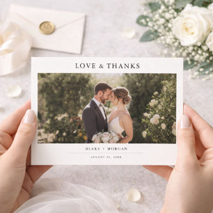 Modern Minimalist Chic Photo Wedding Thank You Card