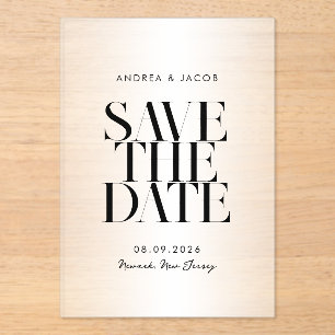 Modern Minimalist Chic Wedding Save the Date Acrylic Invitations