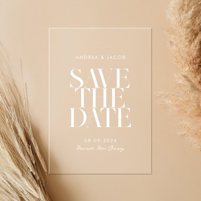 Modern Minimalist Chic Wedding Save the Date Acrylic Invitations (Creator Uploaded)