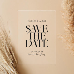 Modern Minimalist Chic Wedding Save the Date Acrylic Invitations