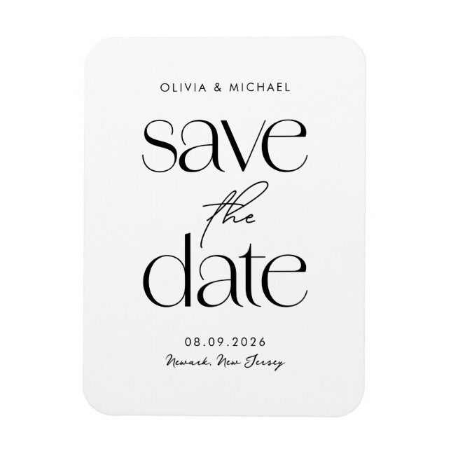 Modern Minimalist Chic Wedding Save the Date Magnet (Vertical)