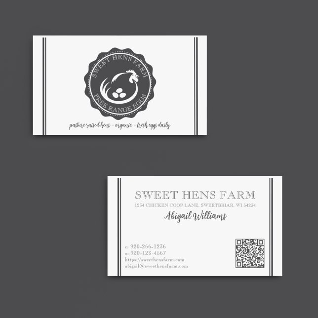 Modern Minimalist Chicken Eggs QR Code Business Card (Creator Uploaded)