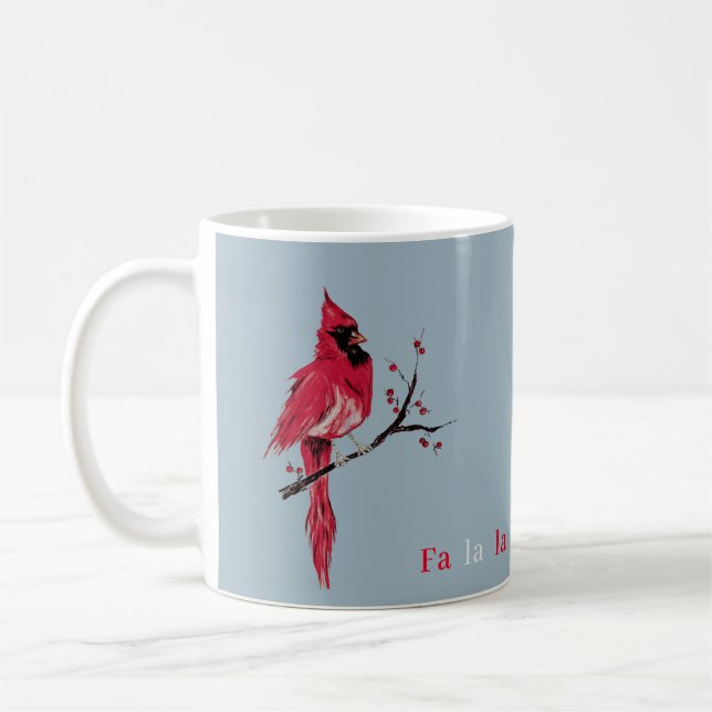 Modern Minimalist Christmas Cardinal Coffee Mug (Left)