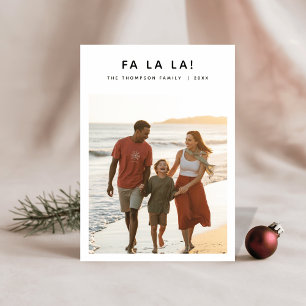 Modern Minimalist Christmas Fa La La Beach Photo Holiday Card