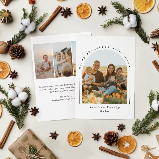 Modern Minimalist Christmas Family Photo Arch Holiday Card (Creator Uploaded)