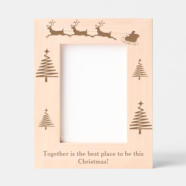 Modern Minimalist Christmas Family Photo  Etched Frames (Front)