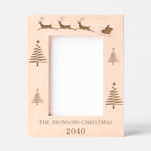 Modern Minimalist Christmas Family Photo Etched Frames