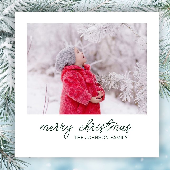 Modern Minimalist Christmas Holiday Photo Card (Stylishly Personalize with Your Unique Custom Photo & Name)