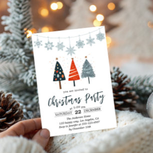 Modern Minimalist Christmas Invitation with Trees 
