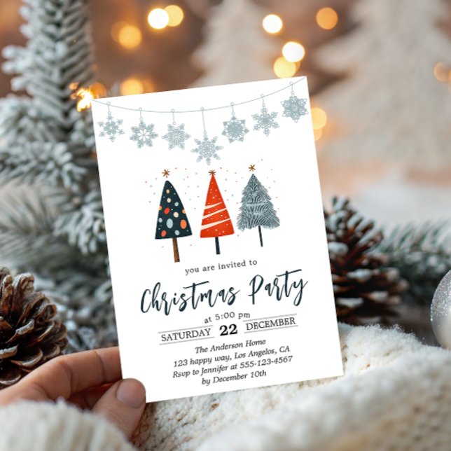 Modern Minimalist Christmas Invitation with Trees  (Creator Uploaded)