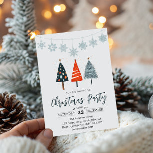 Modern Minimalist Christmas Invitation with Trees