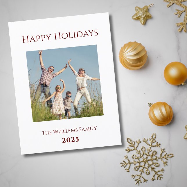 Modern Minimalist Christmas Photo Family Festive Holiday Postcard (Creator Uploaded)