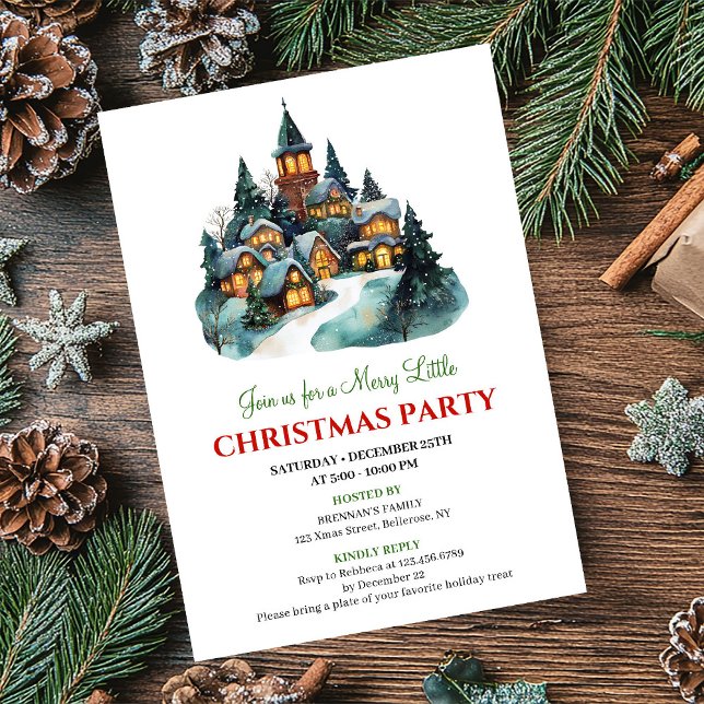 Modern minimalist Christmas scene holiday invites (Modern minimalist Christmas scene holiday invitation)