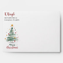 Modern Minimalist Christmas Tree Envelope