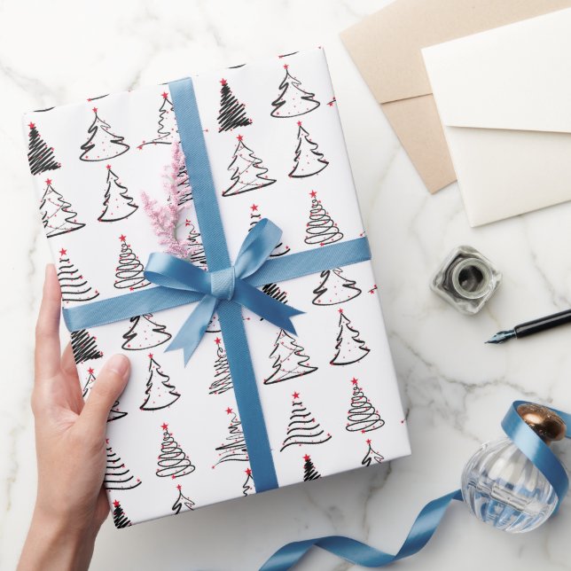 Modern Minimalist Christmas Tree Pattern Gift Wrapping Paper (Gifting)