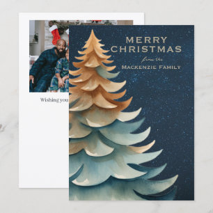 Modern Minimalist Christmas Tree Personalized Holiday Card