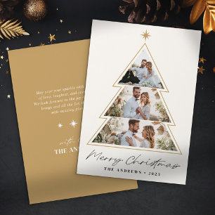 Modern Minimalist Christmas Tree Photo Collage Holiday Card