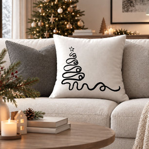 Modern Minimalist Christmas Tree Throw Pillow Art