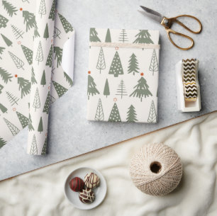 Modern Minimalist Christmas Tree  Wrapping Paper