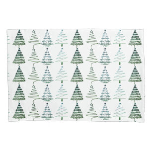 Modern Minimalist Christmas Trees Doodles Pillowcase